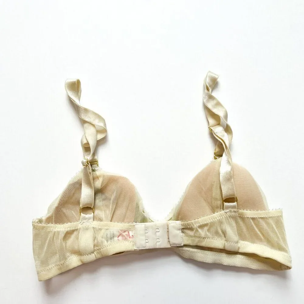 Ethics & Aesthetics White Floral Padded Bralette Bra Size Small